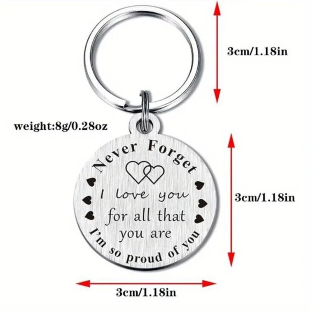 Never Forget I Love You Keychain Stainless Steel Bag Charm Keyring OS New - Picture 5 of 9